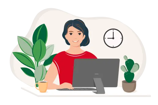 Picture of a woman studying for the citizenship test.